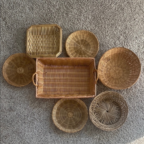 Other - Bohemian Wicker Rattan Wall Basket Decor Set